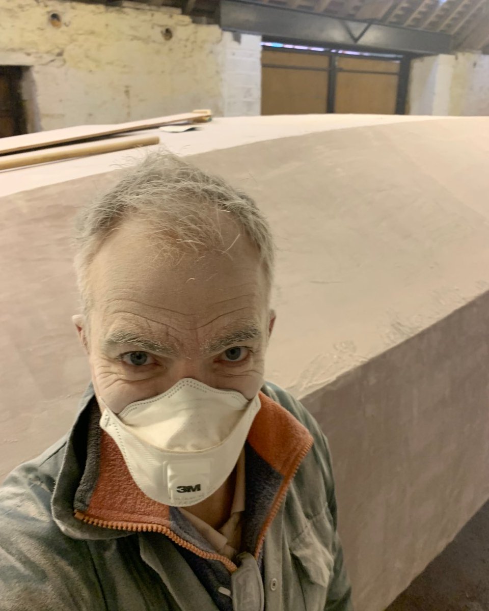 waughhillhead's tweet photo. STAGE 4 OF BUILDING A BOAT 🛠️⛵️ GLASSING &amp; FAIRING

I thought the process of putting on fibreglass would be a quick job…It wasn’t!  In all honesty, I found this phase quite difficult &amp; couldn’t wait for it to be over. The -3°C temps didn’t help🥶

#ClassGlobe580 #boatlife https://t.co/MktX3mX1Ts