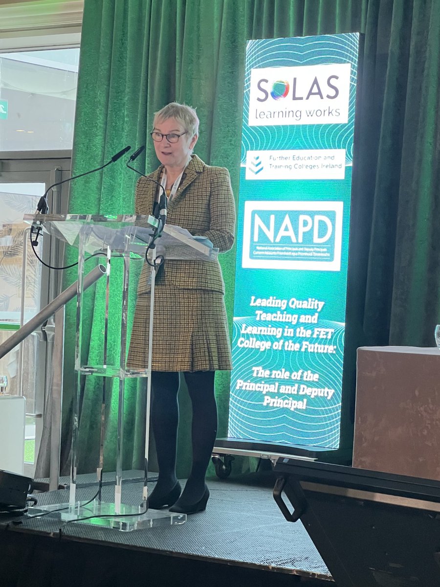FETColleges_IE's tweet photo. Day 2 of ⁦@FETColleges_IE⁩ conference opens with an inspiring presentation by Dr Fiona McMillan, former Principal of Bridgewater FE College in England ⁦@NAPD_IE⁩ ⁦@SOLASFET⁩ ⁦@ETBIreland⁩ ⁦@QQI_connect⁩ ⁦@DeptofFHed⁩ ⁦@FETRC_DCU⁩ https://t.co/ZUM8OwTR79