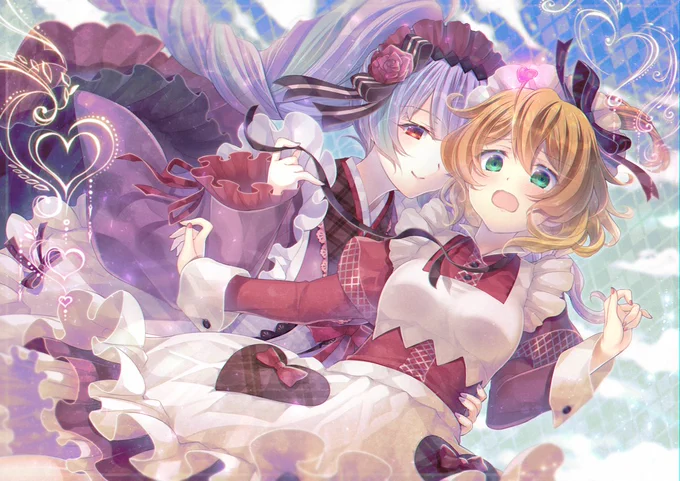 #女の子二人のイラストを貼る見た人もやる(*'꒳`*)人(*'꒳`*) 