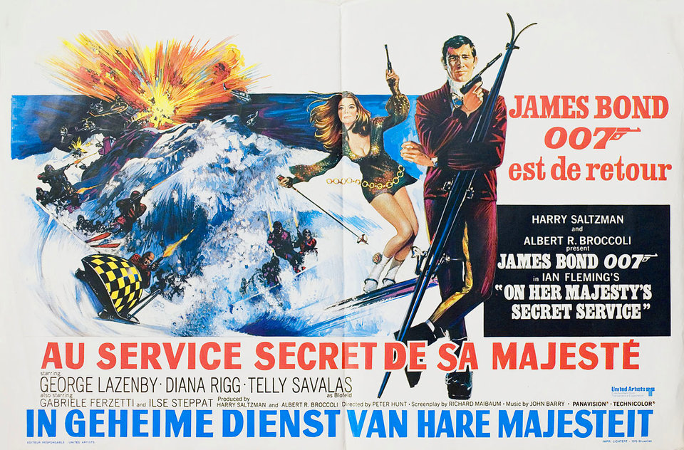 TheFilmFair's tweet photo. Belgian film poster for #OnHerMajestysSecretService (1969 - Dir. #PeterRHunt) #JamesBond #GeorgeLazenby #DianaRigg #TellySavalas https://t.co/I900jvBbqH