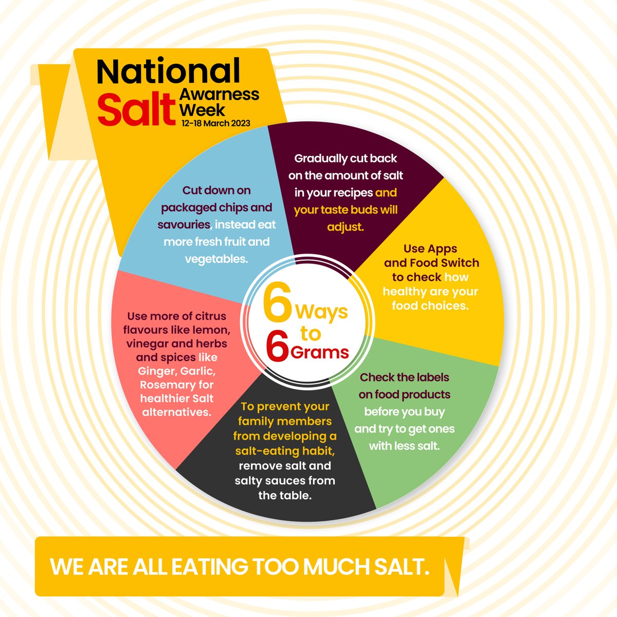 Add flavour, not excess salt! Let this Salt Awareness Week be a precursor to a change in our salt consumption.
 
#SaltAwarenessWeek2023 #HealthyEating #LowSaltMeals #JustQuikish #NoPrepJustCook #CutCookEat #NoChemicals #PreservativeFreeFood #ConvenienceCooking