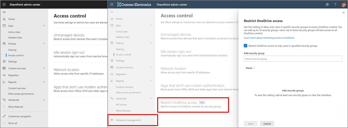 'Restrict OneDrive Access' limits OneDrive usage to people in security groups. Now included in #SharePoint Advanced Management licence, but from memory this was called 'Limit OneDrive Access' & launched 2022 for everyone🤔Check if using this feature😕 learn.microsoft.com/en-US/sharepoi…