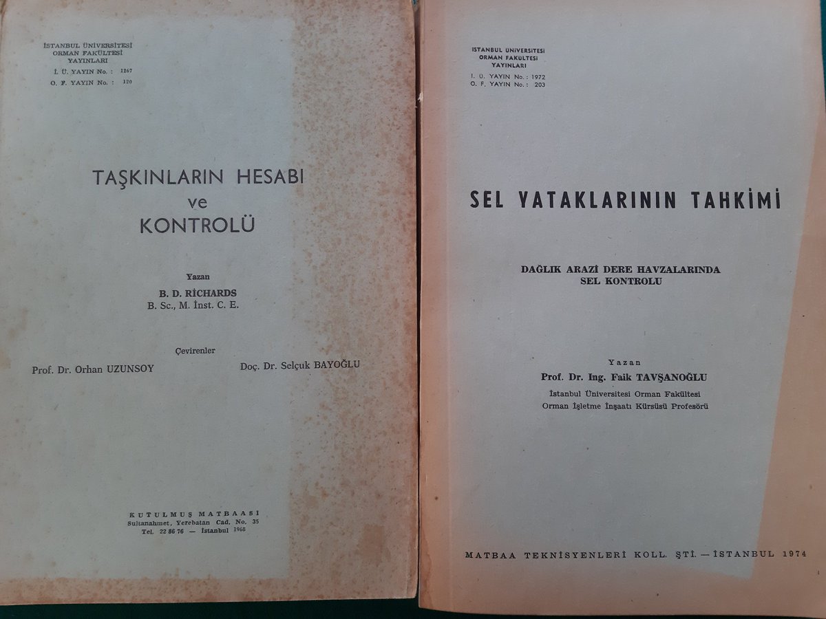 1968 ve 1974 tarihli iki kitap! 
Ülkenin sel, taşkın sorununu bilenler yazmış.
1969'da da Ağaçlandırma Genel Müdürlüğünü kurmuş! 
Ama AGM 1981'de kapatılmış. 1992'de yine açılmış! 2011'de yine kapatılmış! 
Bilimi, uzmanlaşmayı, kurumsallaşmayı unutursan sel, felaket kapındandır!