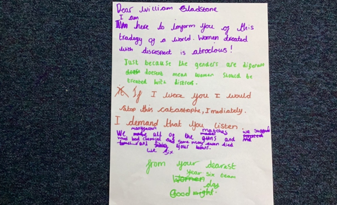 missakershaw's tweet photo. Wow! Look at these amazing shared writes! We received a letter from a suffragist, urging us to help her to persuade William Gladstone to give women the right to vote. Can you spot the subjunctive? @WCPSc2023 @WCommonPS #WCPSLiteracy #Hookwithabook @theliteracytree https://t.co/jDMoQ2E24V