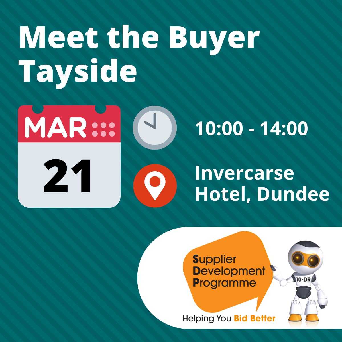 Next week we’ll be exhibiting at the Meet the Buyer Tayside event organised by <a href="/sdpscotland/">Supplier Development Programme Scotland</a> in partnership with <a href="/DundeeCouncil/">Dundee City Council</a>, <a href="/PerthandKinross/">Perth and Kinross Council</a> and <a href="/AngusCouncil/">Angus Council</a>.  

Book your free place here and come and see us next Tuesday: bit.ly/3YMQzFx

#supplychain #procurement