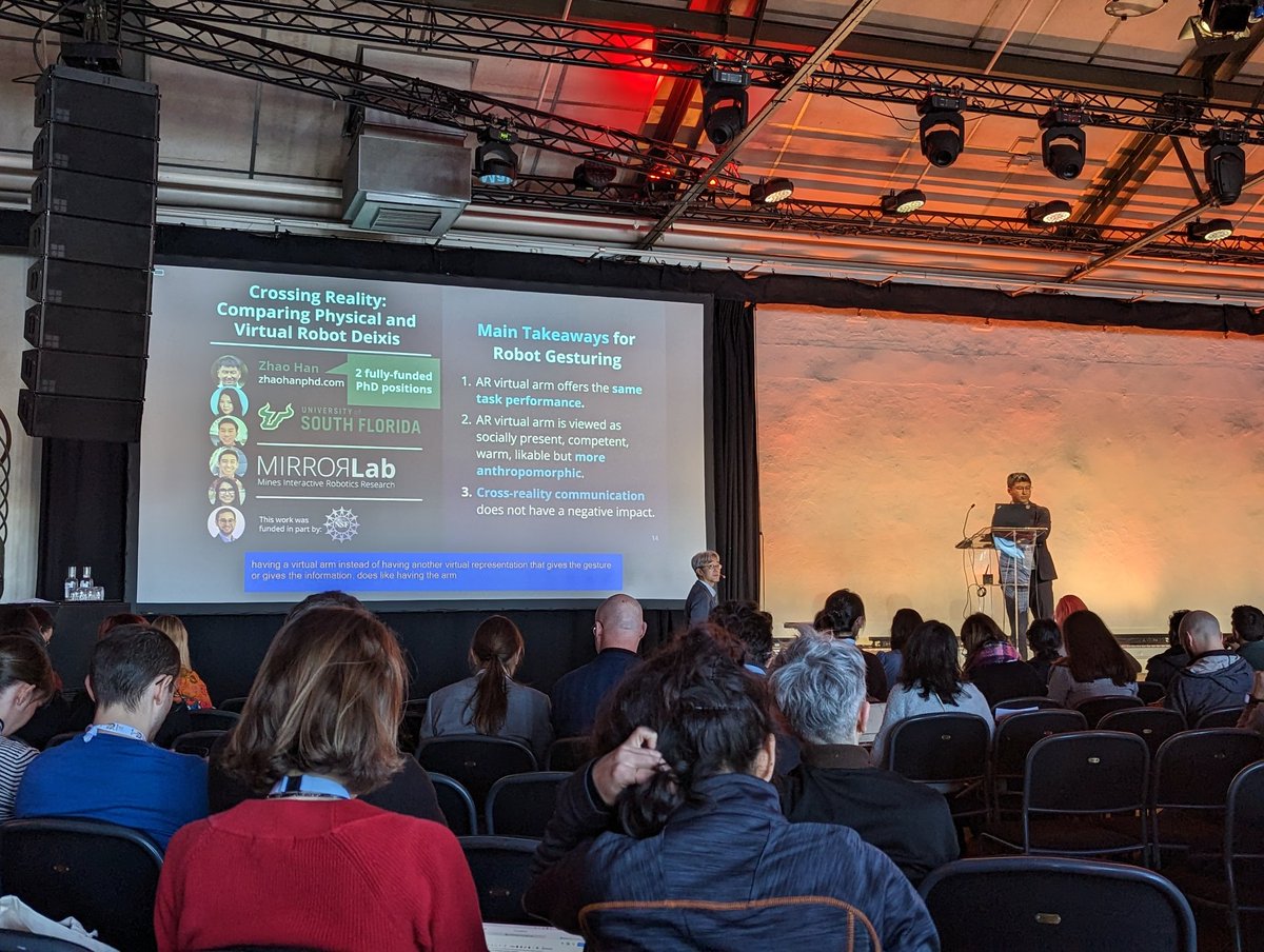 Great job <a href="/hanzhao/">Zhao Han</a> presenting his augmented reality work at #HRI2023 / <a href="/HRI_Conference/">The HRI Conference</a>! If you have students looking for #VAMHRI PhD positions, send them his way as he starts his faculty career!