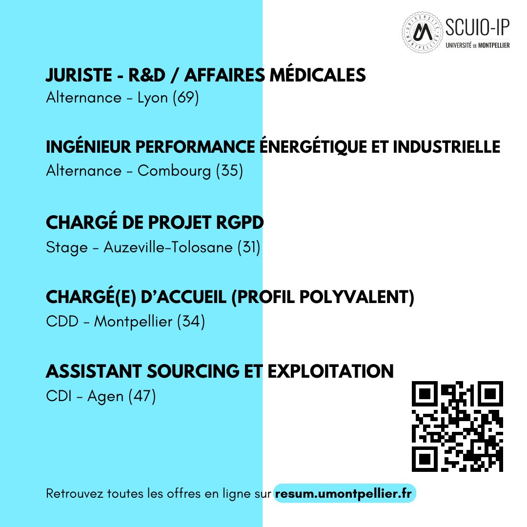 📣 ZOOM DE LA SEMAINE📣

A la recherche d'un emploi / stage ? 

👉Rendez-vous sur ResUM pour accéder aux :
- Offres de stage et d’emploi
- Réseau des anciens
- Annuaire d’entreprises
- Actualités UM

C'est par ici : resum.umontpellier.fr

#job #emploi #recrutement
<a href="/umontpellier/">Université de Montpellier</a>