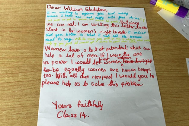 missakershaw's tweet photo. Wow! Look at these amazing shared writes! We received a letter from a suffragist, urging us to help her to persuade William Gladstone to give women the right to vote. Can you spot the subjunctive? @WCPSc2023 @WCommonPS #WCPSLiteracy #Hookwithabook @theliteracytree https://t.co/jDMoQ2E24V