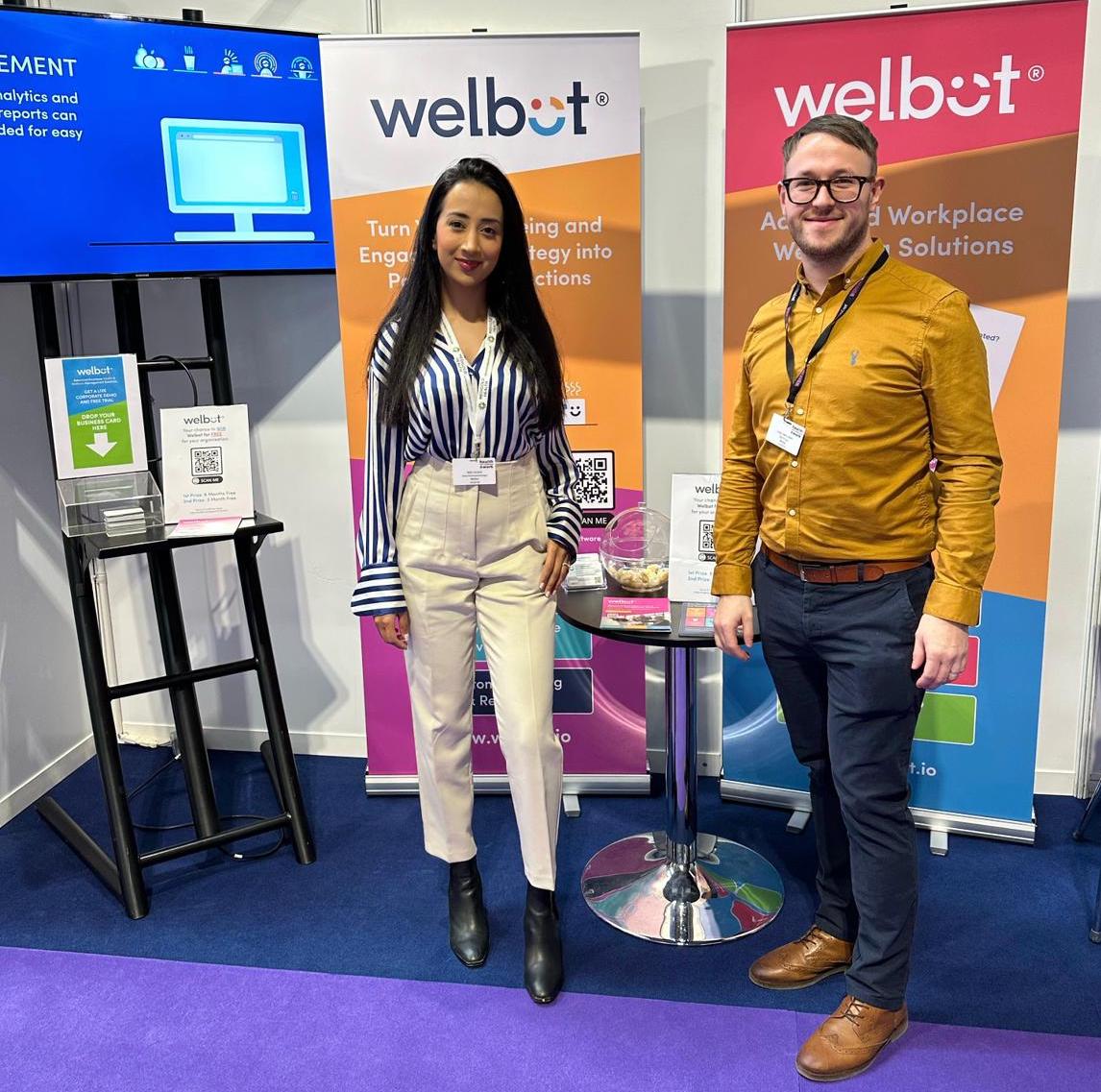 HelloWelbot's tweet photo. Day 2 at the @HWatWork event - feel free to pop over to stand 203 to meet our amazing team members Asha and Craig.
#HealthatWork2023 #HWW2023 #HWatWork https://t.co/hjVIXy1T8W
