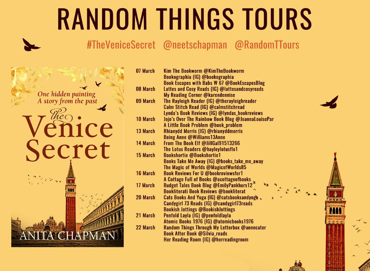neetschapman's tweet image. Thank you to @JillGal91513266 for this lovely review of ✨The Venice Secret 💫

abookfiresimagination.blogspot.com/2023/03/the-ve… @RandomTTours @annecater
