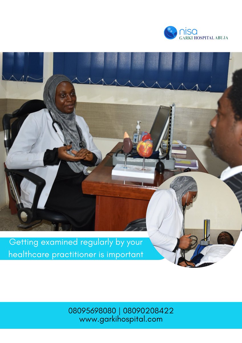 garkihospital's tweet image. Regular checkups equals early detection and better outcomes.

We have various health screening packages that is best suited for you.

Contact us today to schedule an appointment:
08095698080 | 08090208422

#routinecheckups #preventivehealth #checkup #garkihospitalabuja