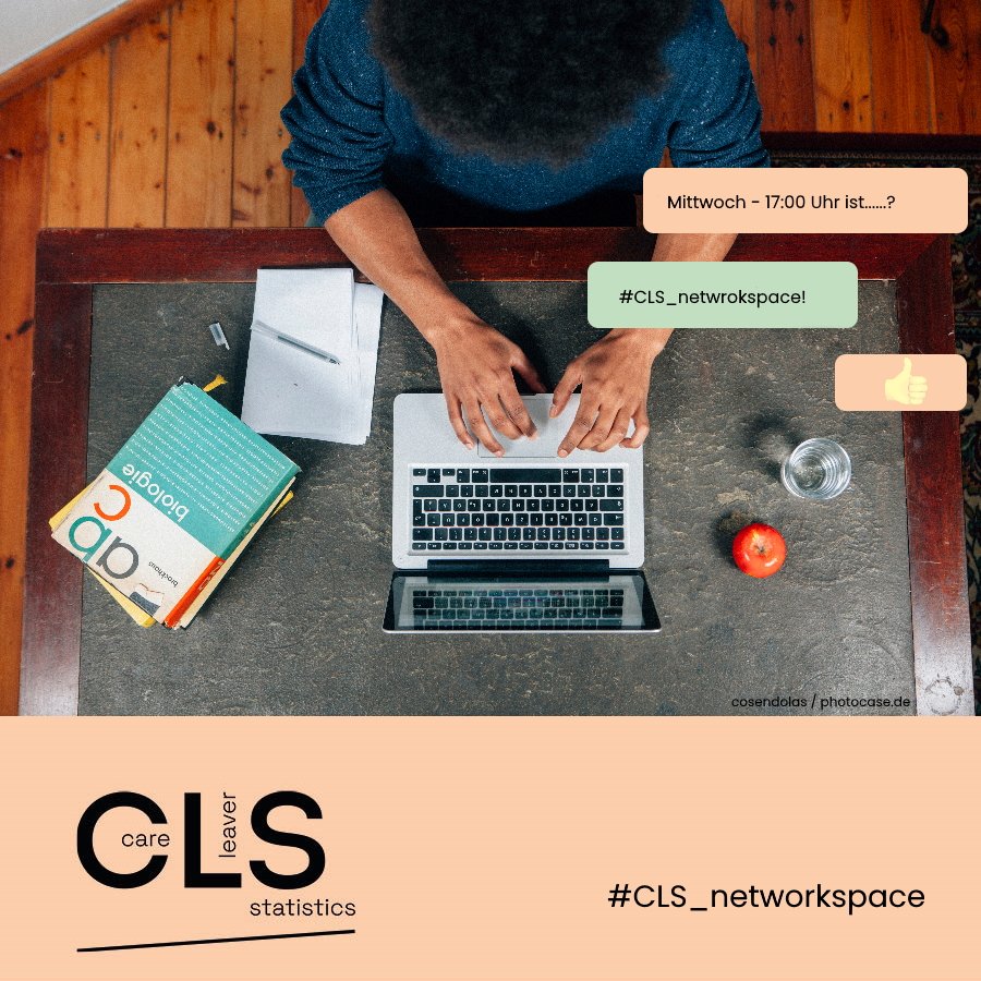 Wie jeden Mittwoch, 17:00 Uhr, sind unsere Studienteilnehmenden herzlich eingeladen! #CLS_networkspace #OpenScience #Transparenz #CLS_Studie #CLS #Forschung #LeavingCare #CareLeaver #Community #CommunityBuilding