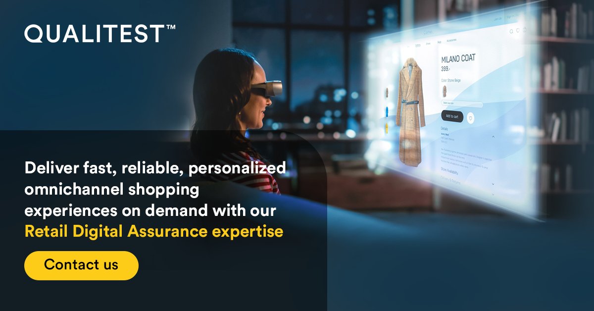 Qualitest's tweet image. You want fast, smooth and reliable Retail 4.0 across all channels, in-store, online and on devices. 
Speak to a #Retail expert today bit.ly/3JItH5X 
#DigitalTransformation #RetailTesting #SoftwareTesting