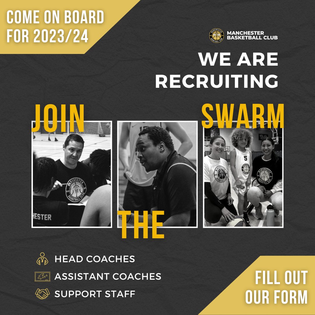 McrBballClub's tweet image. Help lead the Swarm to victory! 🙌

If you are interested in joining our coaching staff or assisting the club in a support capacity, please fill out our form below 👇

🗳️ bit.ly/3IJQXhX

#HearTheBuzz🐝 #JoinTheSwarm #DefendTheHive #BritishBasketball #MCRactive #NBL2223