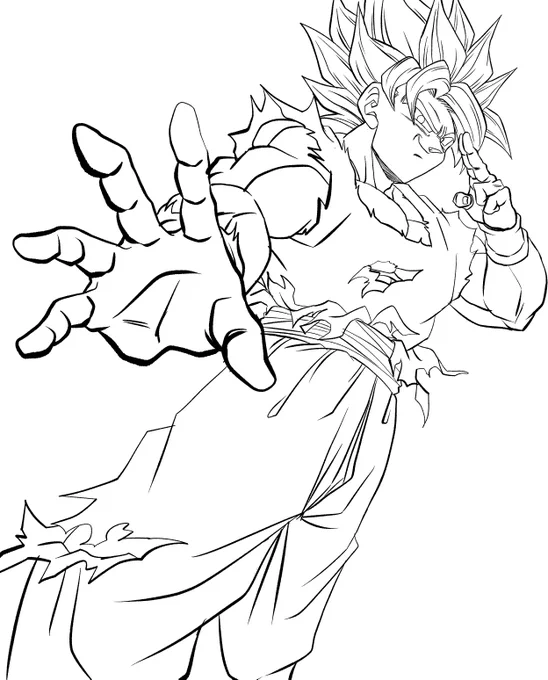 過去絵の線画
#ドラゴンボール #イラスト 