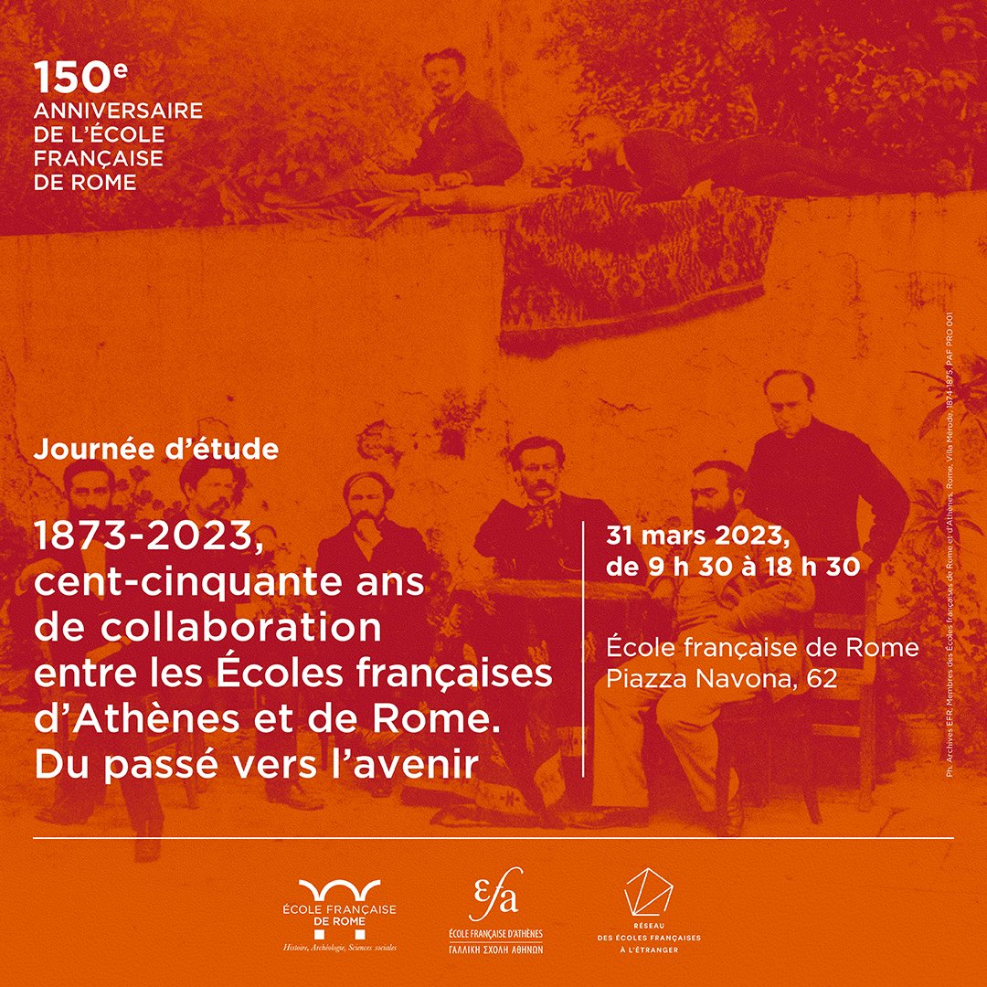 efathenes's tweet photo. [JOURNÉE D'ÉTUDES] #ResEFE
1873-2023, cent-cinquante ans de collaboration entre les Écoles françaises d’Athènes et de Rome. Du passé vers l’avenir.
@ef_rome  avec @efathenes @reseau_EFE 
▶️https://t.co/479q71KbSK https://t.co/31x9IKKOaU