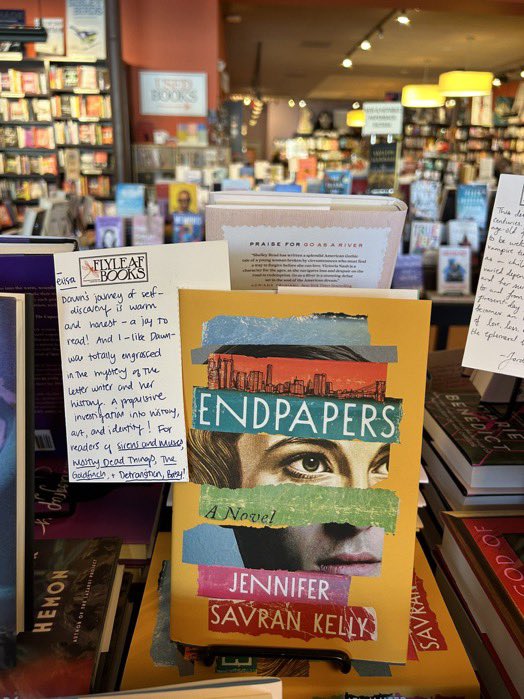 It still takes my breath away to see ENDPAPERS displayed in bookstores. Thank you for the fancy write-up, @FlyleafBooks!! And for comparing the novel to the work of @Kristen_Arnett, Antonia Angress, and Torrey Peters! ✨Swoon✨💕