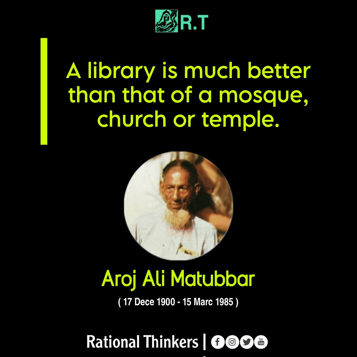 RTorg_'s tweet photo. Today is the Death Anniversary of Bangladesh Socrates Aroj Ali Matubbar.
#ArojAliMatubbar #Rationalthinker https://t.co/GYBFn6pGnl