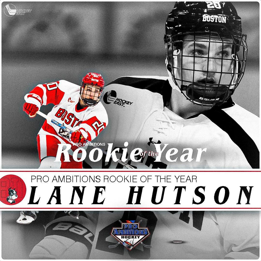 Hockey East (@hockey_east) on Twitter photo Announcing the 2022-2023 <a href="/ProAmbitions/">Pro Ambitions Hockey</a> #HockeyEast Rookie of the Year:
Lane Hutson | <a href="/TerrierHockey/">BU Men's Hockey</a>
#HockeyEastAwards | #WhereChampionsPlay Announcing the 2022-2023 <a href="/ProAmbitions/">Pro Ambitions Hockey</a> #HockeyEast Rookie of the Year:
Lane Hutson | <a href="/TerrierHockey/">BU Men's Hockey</a>
#HockeyEastAwards | #WhereChampionsPlay