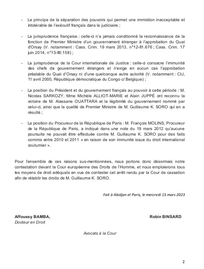 …prétendre que la Cour de cassation a validé les poursuites pour crime contre l’humanité contre M. @SOROKGUILLAUME comme le fait une certaine presse à la solde du @DRhdp en #CIV225 relève purement et simplement d’une vue de l’esprit… @francediplo @ECHR_CEDH @amnestyfrance