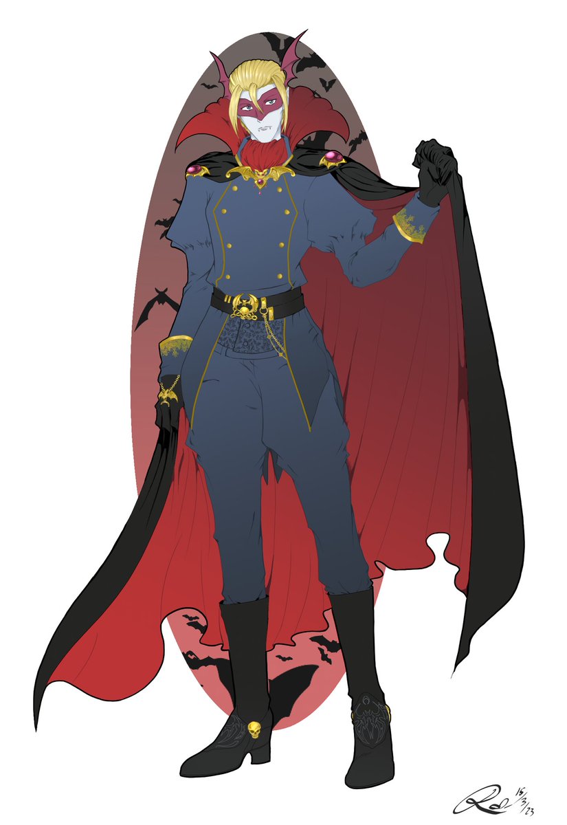Raku_Arts's tweet image. Ich hab ihn neu gemacht, Leude!!! Hier #Myotismon im neuen  #ArtNouveau #Redesign
Irgendwie kaum ‘n Unterschied zum alten… vermutlich weil eher die Pose das Problem war, nicht das Outfit.
Sich Männerkleidung auszudenken ist übrigens immer noch cancer.
#Digimon #Vamdemon