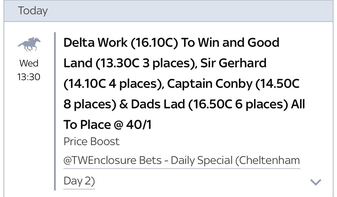 TipzDontLie's tweet photo. Let’s kick the day off with a 40/1 special

This looks great value and will definitely come close!

🍀🏇 https://t.co/2S7E6DUcwv
