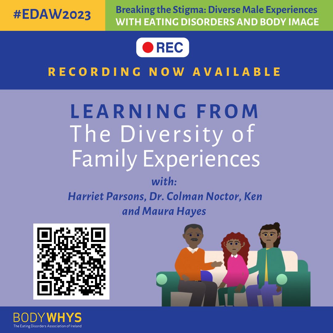 bodywhys's tweet image. ▶ &apos;Learning from the diversity of family experiences&apos; #EDAW2023 

Recording now available: youtube.com/watch?v=i2_DLI…

Our thanks to @colnoc77, Ken and Maura Hayes

@HarrietParsons @caredireland @NCP_ED @CAREDSCork @LDCEDS @SaraMcdevitt