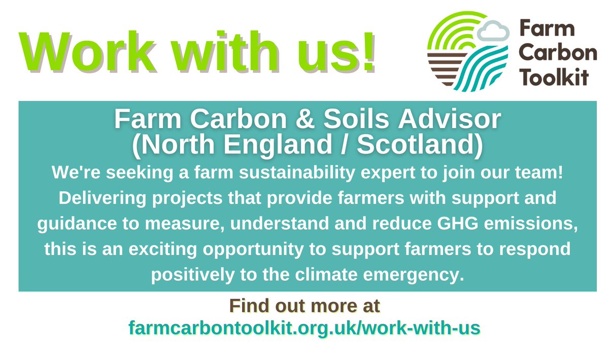 FarmCO2Toolkit's tweet photo. We've got an exciting opportunity for the right person, supporting farmers in #NorthEngland & #Scotland to reduce their #CarbonFootprint and improve their #soil.
PLEASE SHARE! Also on @environmentjob👇 https://t.co/TDjcSg0Kv0 #soilhealth #farmadvisor #farmjob #soilscience https://t.co/JCi1bVS9Kb