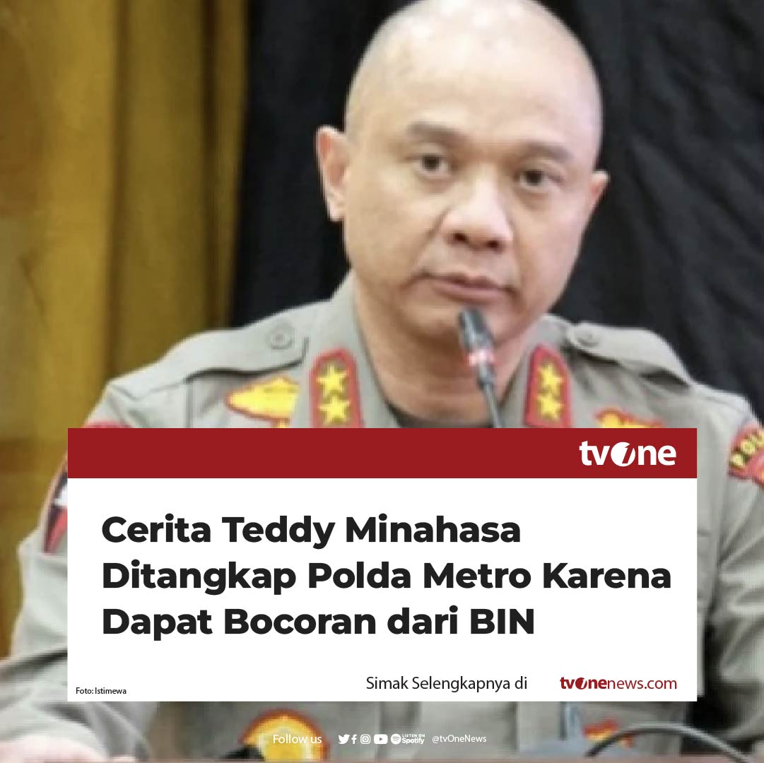tvOneNews's tweet photo. Kepala Badan Intelijen Negara (BIN) disebut Teddy Minahasa Putra agar meyakinkan Dody Prawiranegara mengikuti skenarionya dalam perkara narkoba. 

Simak berita selengkapnya di https://t.co/z7yZqyObaK
#HardNews_Hukum #NewsOne #CariBeritaditvOne #TeddyMinahasa https://t.co/GSNJbsMOT5