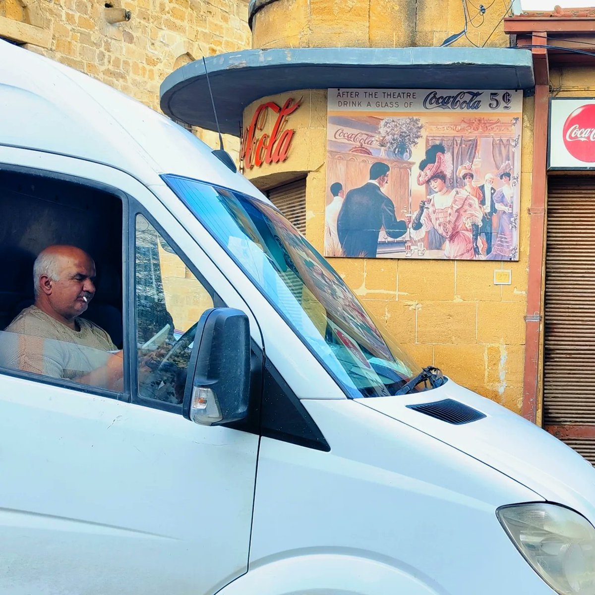 "After the theatre drink a glass of coca cola cost 5 Turkish lira"
Nicosia Turkish side Cyprus