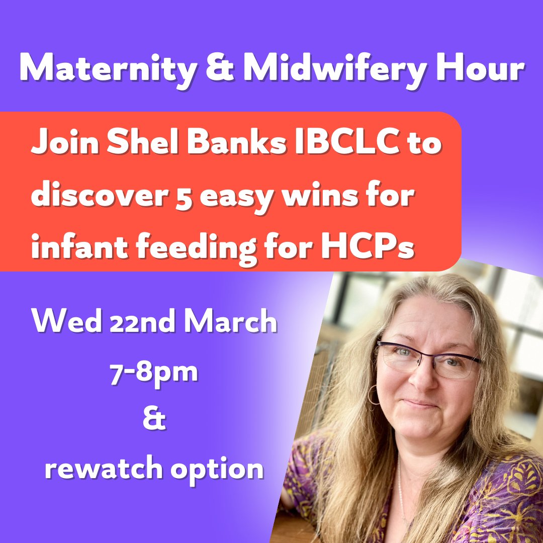 1 week to go! @BB_Shel will be talking about pressures on #HealthcareProfessionals re. sharing credible infant feeding information with families antenatally, and how Anya can help. Sign up now! bit.ly/3LpUIMO #PublicHealth #Breastfeeding #NHS #Midwives