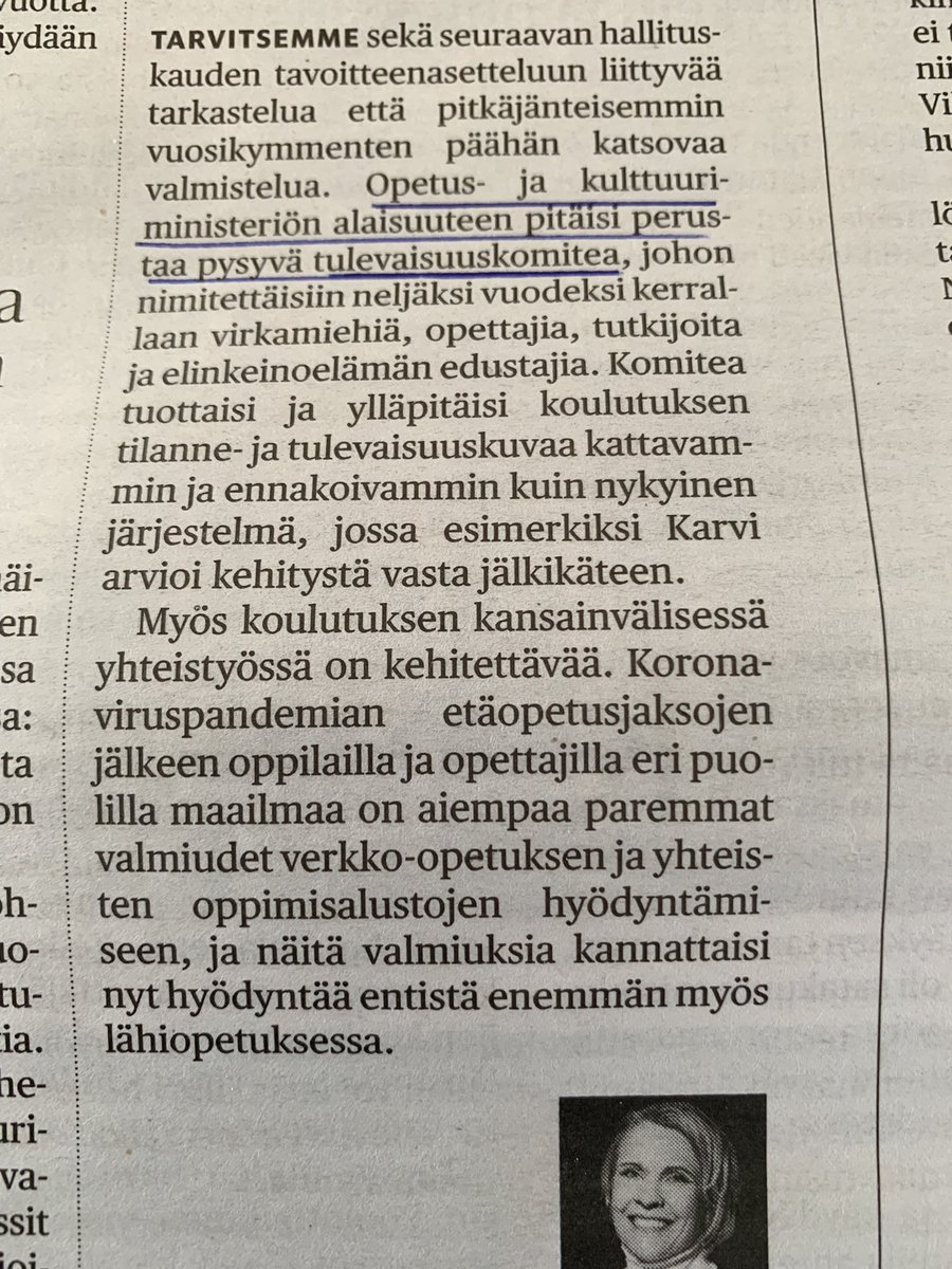 TarjaKallonen's tweet photo. Tarvitaanko taas uusi komitea. Kannattaisikohan hyödyntää nykyistä osaamisen ennakointifoorumia @OEFoorumi #HS  @pilvitorsti @mirjahannula @leenapontynen @okmfi @Opetushallitus  #jatkuvaoppiminen https://t.co/00TyMeDbWu