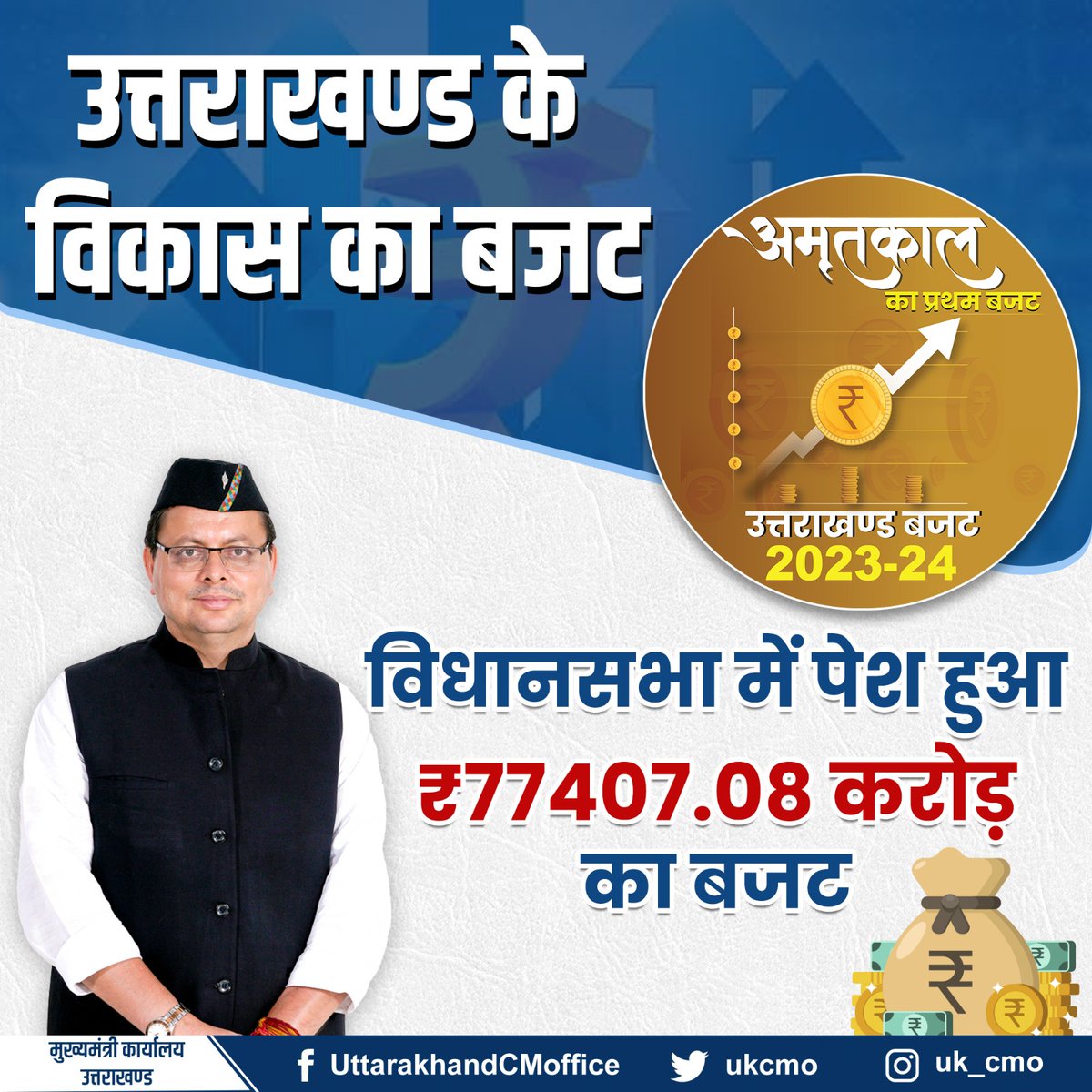 आज विधानसभा सत्र के दौरान ₹77407.08 करोड़ का बजट पेश किया गया। #Uttarakhandbudget2023