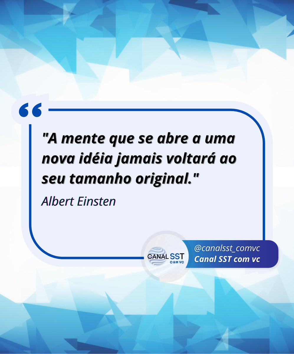 canalsstinsider's tweet photo. 😉💡🧠
➡️ Siga o @canalsst_comvc
#insigth #mindset #mente #idéia #crescimento #estudo #aprendizado #trabalhoemequipe #sst #canalsstcomvc #AlbertEinstein https://t.co/EOcDi2Nq6c