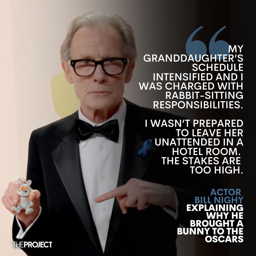 victoriamscott's tweet photo. Lovely tweet

Bill Nighy explaining why he took a Sylvanian Family rabbit to the Oscars. https://t.co/ABCSz46l96
