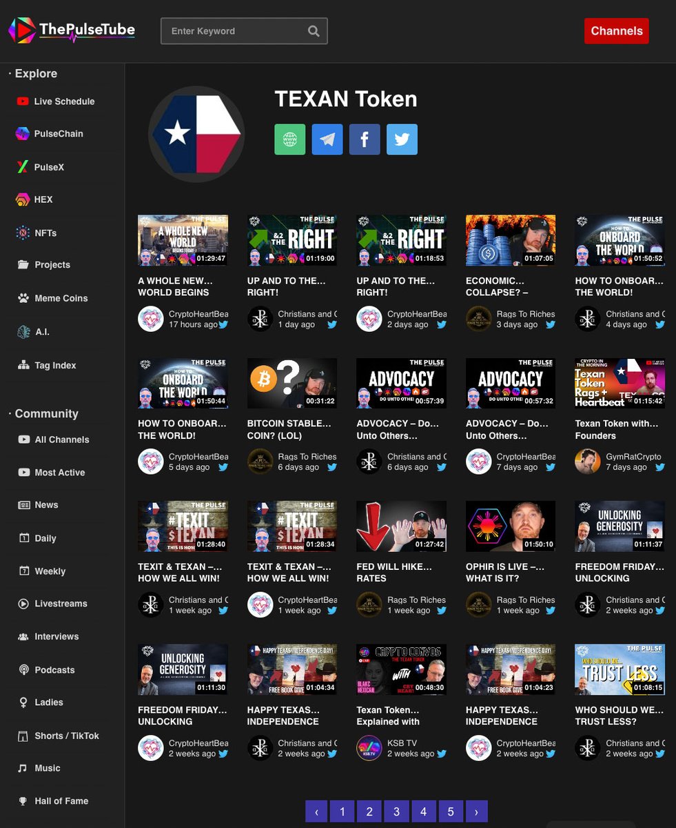 We now have a new dedicated page for TEXAN Token. 

👉 ThePulseTube.com/Texan 👀

#TEXANTOKEN $TEXAN

@Rags2RichesFAM @CryptoHartbeat