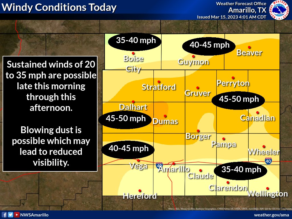 NWS Amarillo on Twitter "Windy conditions are expected today across