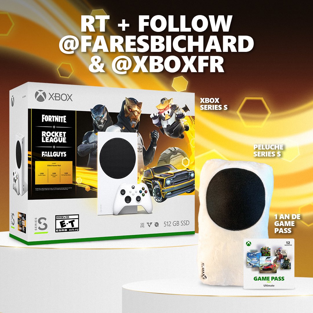 #CONCOURS 🎁 Gagne une Xbox Series S, une peluche et 1 an de Game Pass ‼️ 👉🏻 Follow @FaresBichard 👉🏻 Follow @XboxFR 👉🏻 #RT ce tweet ! 🍀 Tirage au sort le 22/03 Merci à Xbox de me permettre de vous offrir des lots aussi cool 😀