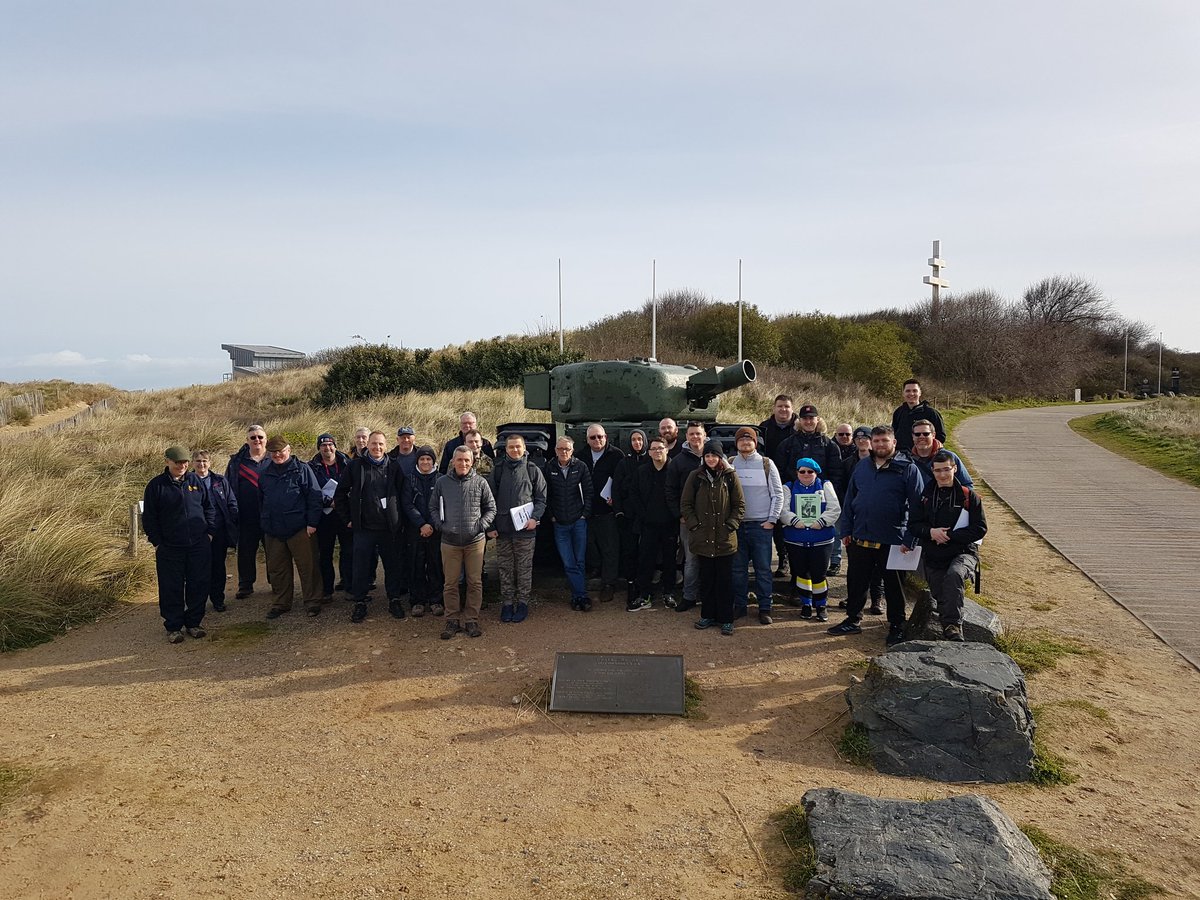 warstudies_wlv's tweet photo. Next stop this morning on our battlefield tour is Juno beach. Here we considered the important role played by the specialist armour of 79 Div. If the US had used more specialised AFVs on Omaha Beach, would it have made a difference? #normandy23 #normandy2023 #WW2 https://t.co/NhA2Uwe4wX