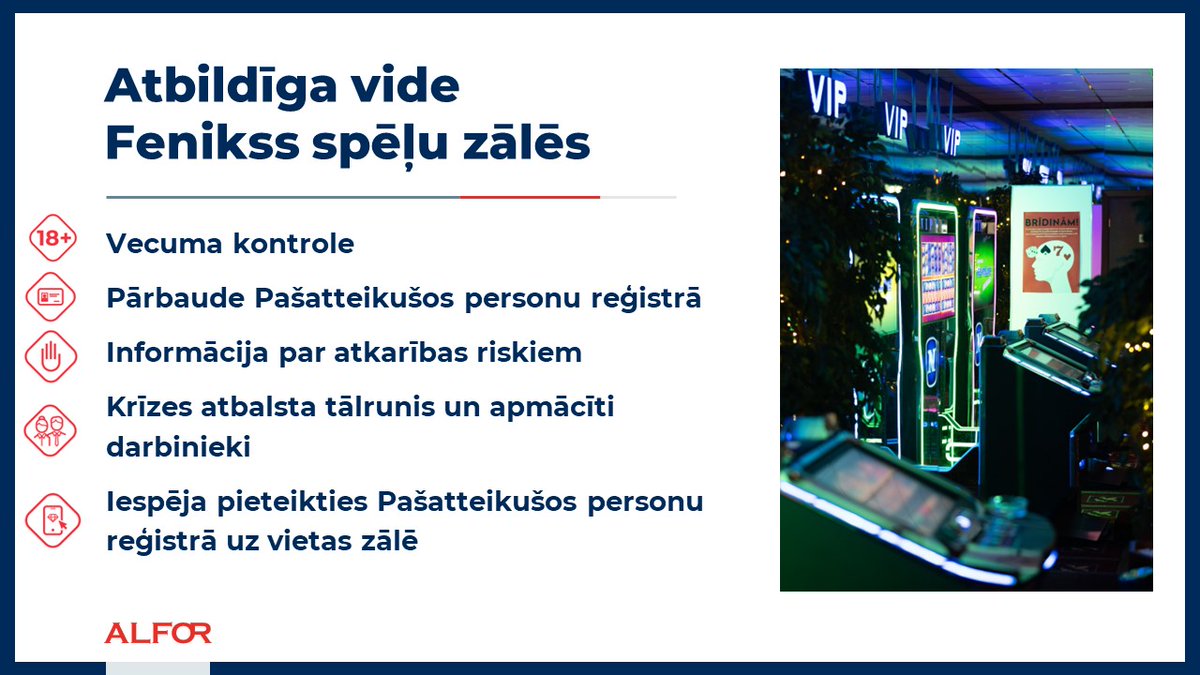 Ko nozīmē atbildīga izklaide azartspēļu izklaidē? Vairāk šeit: alfor.lv/atbildiga-spele