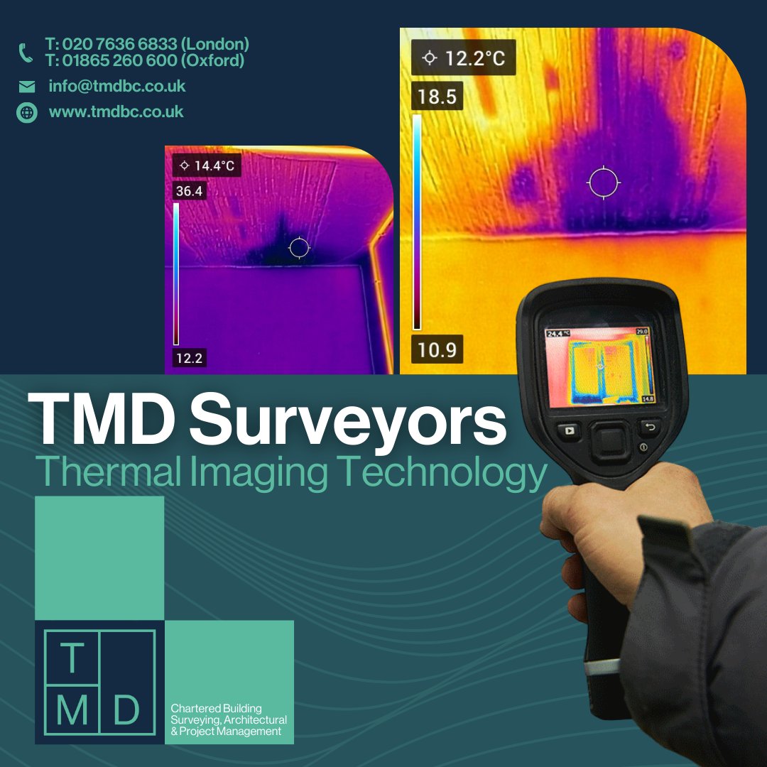 tmdSurveyors's tweet photo. One of TMD's surveyors utilised thermal imaging technology this morning to determine the source of water ingress at one of our instructions. 

An example of how TMD embraces technology to assist our clients.

#surveyors #projectmanagement #RICSsurveyor #buildingsurveyor https://t.co/uLIrfuW1MH