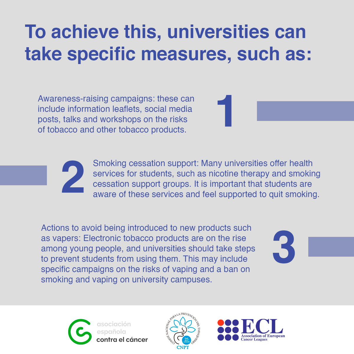 What can universities do to promote health and control tobacco use? 👨🏽‍🎓

One of the ways in which they can achieve this is through the prevention of tobacco use and other tobacco products, such as vapers. 👇🏼

#ECTOHMADRID #ECTOH2023