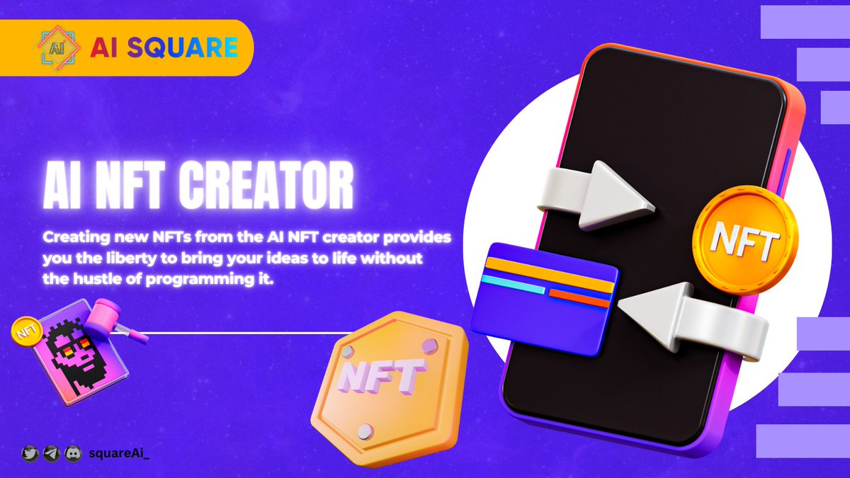 Using the AI NFT generator to create new NFTs allows you to bring your ideas.🖼️

For More:🌐ai2.club

#SQUARE #Ai #artificalintelligence #BSC #BNB  #Binance #BNBChain #Trading #Crypto #Blockchain