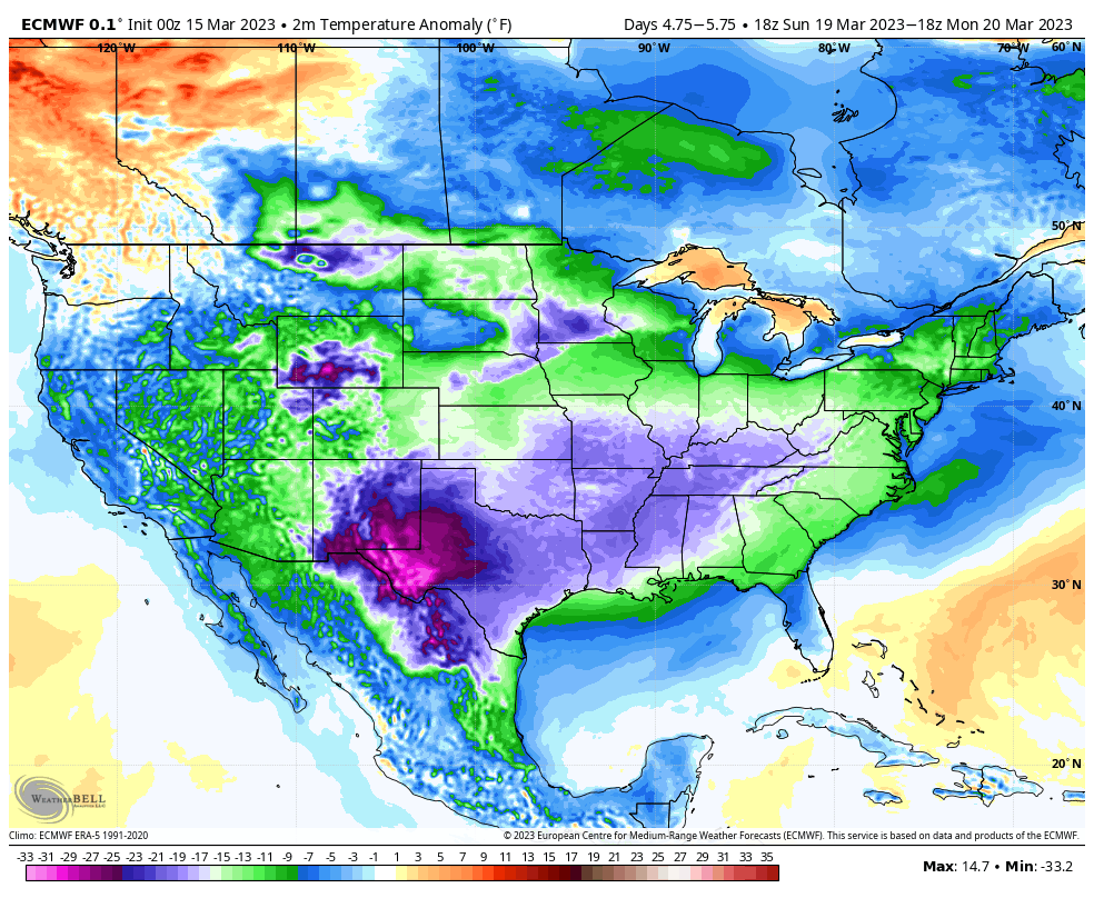 Could be one of the coldest arrival of springs for the US on record. Look at this