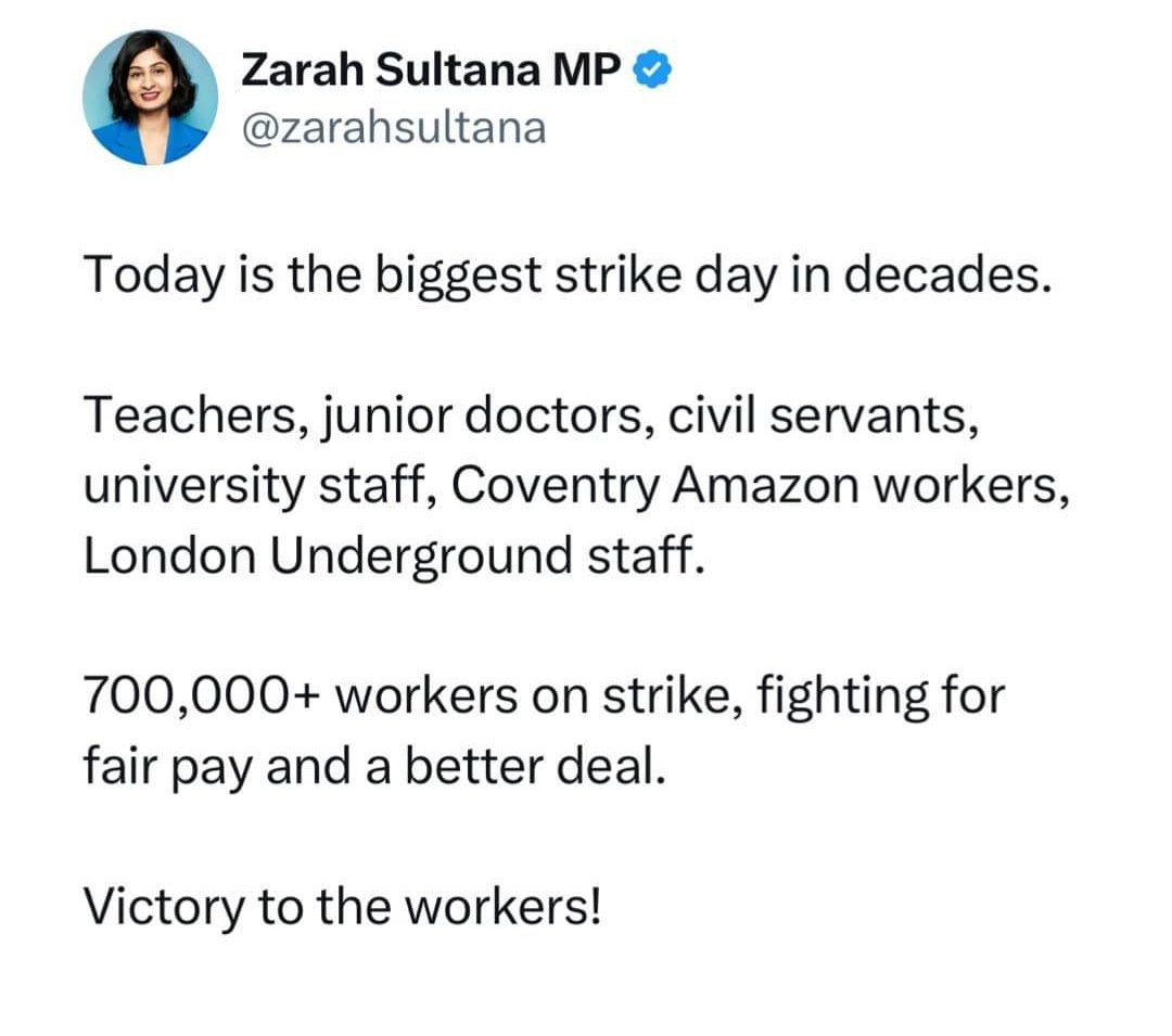 RCantaldo's tweet photo. Solidarity to the workers!!!!!

👨🏾‍🎓👩🏽‍🏫🧑🏿‍🔧🧑‍💼🧑🏻‍⚕️👮🏻

#UnionStrong 
#strikes 
#getoffyourkneesandfight
#TeacherStrike 
#AmazonStrike 
#civilservicestrike
#JuniorDoctorsStrikes https://t.co/uoG0va05G4