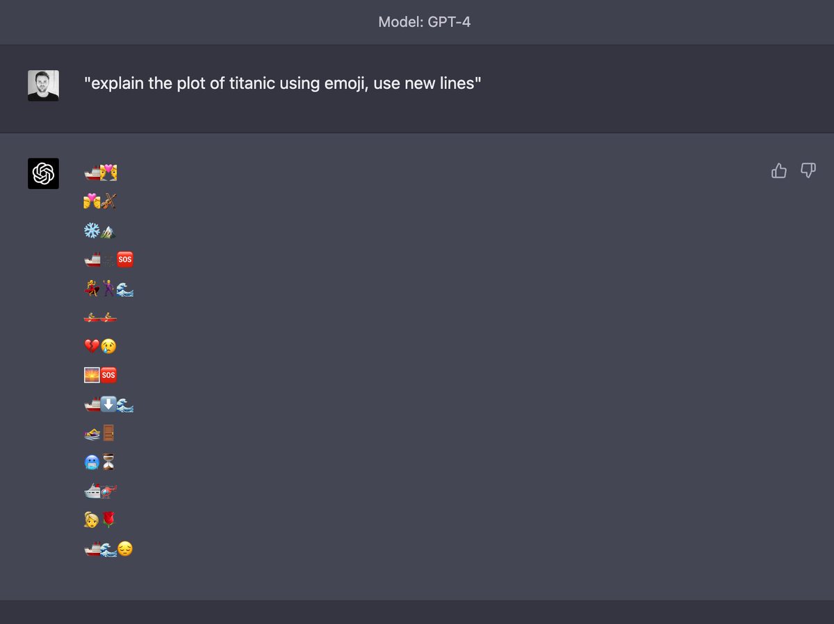 my favorite new hobby is GPT-4 explaining movies and shows with emoji, image size:1200x898