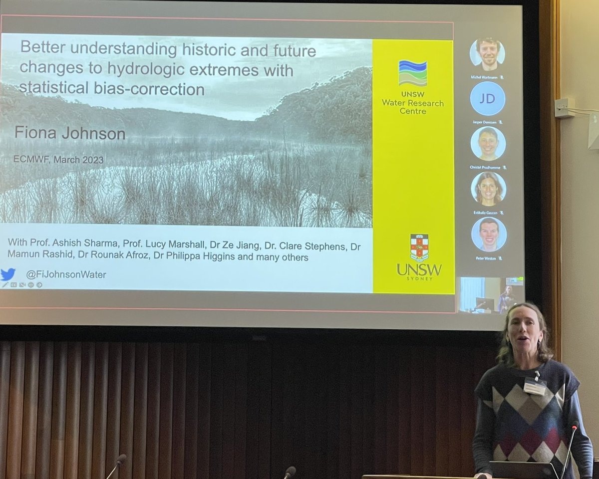 <a href="/FiJohnsonWater/">Fiona Johnson</a> <a href="/UNSW/">UNSW</a> presents her work at <a href="/ECMWF/">ECMWF</a> on #hydrology #extremes over #Australia. #Climate models’ bias correction methods calls for process understanding to be applied to future projections: 1️⃣doi.org/10.1016/j.jhyd… 
2️⃣doi.org/10.1016/j.envs… 3️⃣ doi.org/10.5194/gmd-20…