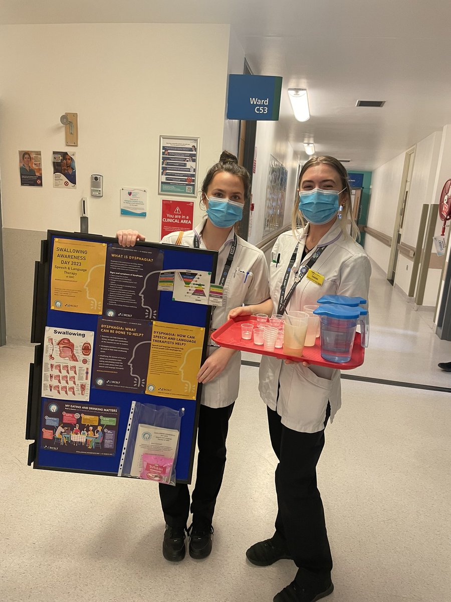 SLT_LouiseL's tweet photo. Tour of QMC @TeamNUH for #SwallowAware2023, great to talk about the role of #SLTs in #dysphagia and give some samples of #idssi thickened drinks to promote awareness of patient experience🥰☕️🍴 @NUHAdultSLT https://t.co/gfSEH2S4e4