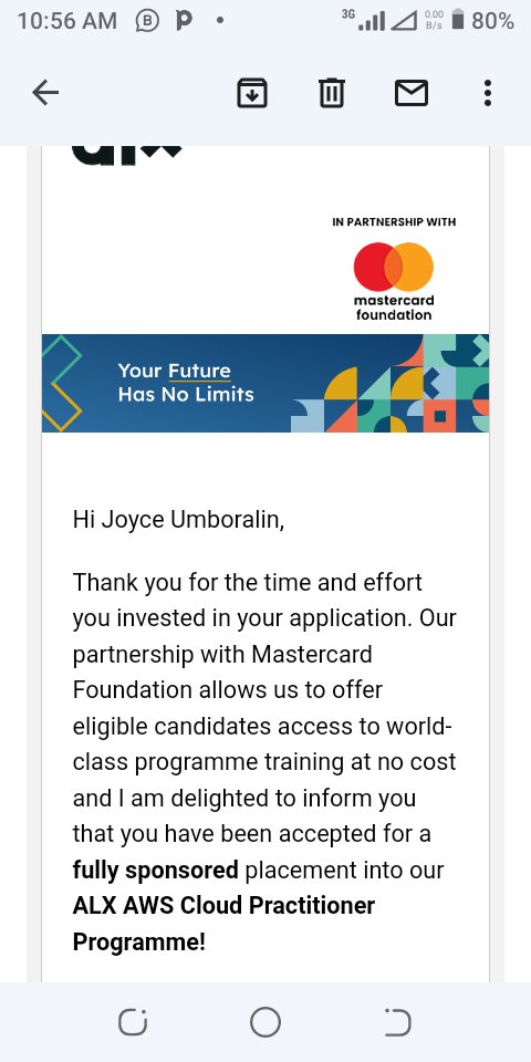 joyce_umbor's tweet photo. Thanks to ALX selection team
#ALXaccepted 
#mastercard foundation https://t.co/wn2HRsZW6C