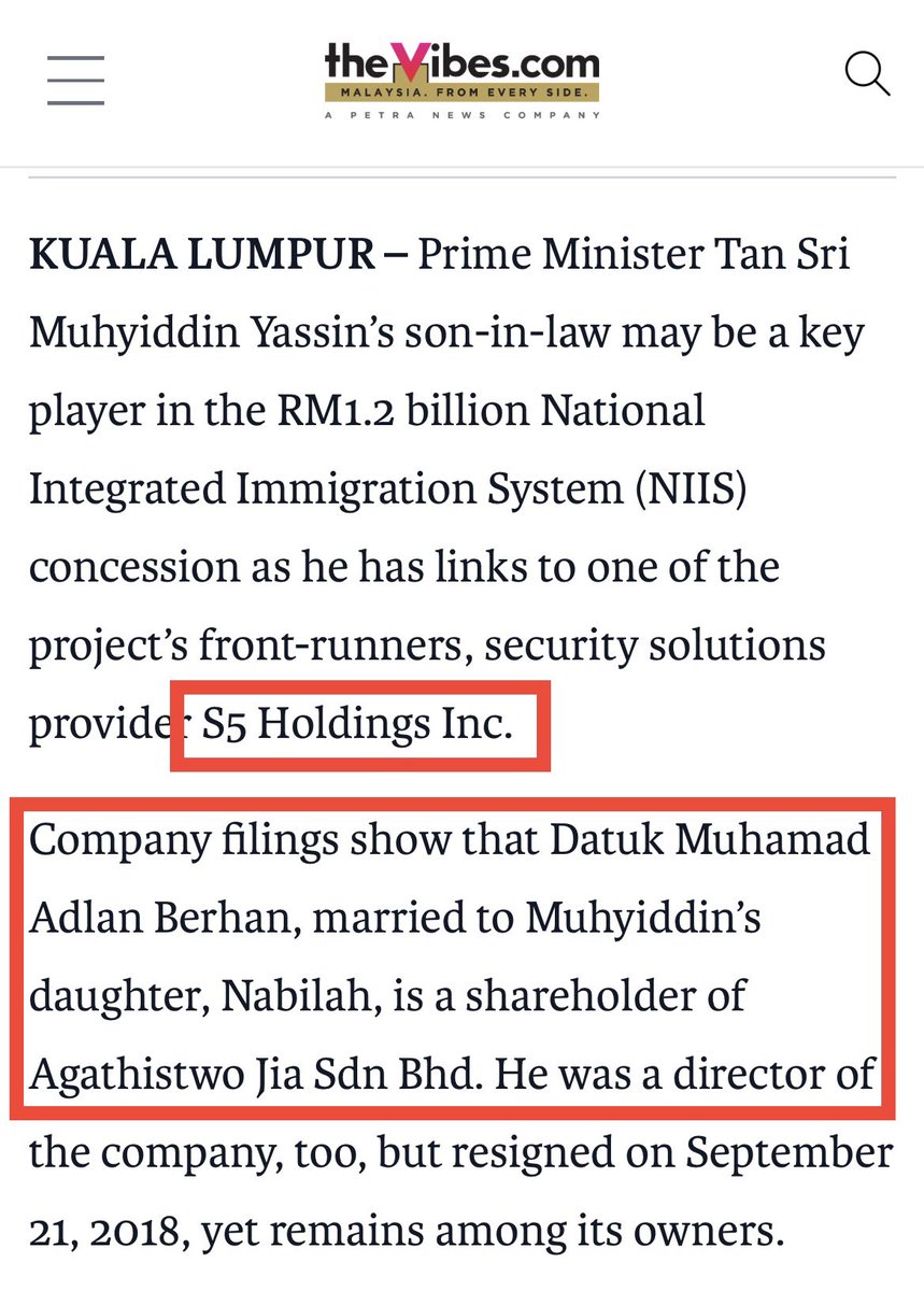 menteripasola01's tweet photo. 6. Syarikat NERS Sdn. Bhd. merupakan pemegang konsesi Sistem Pendaftaran &amp; Kawalan Pekerja Asing yg dianugerahkan kpd Nexbis Sdn. Bhd. pada sekitar tahun 2011. 

Namun syarikat Nexbis Sdn. Bhd. telah dijenamakan semula kepada S5 System Sdn. Bhd. Siapa pemilik saham syarikat ini? https://t.co/T3HKgDwdMp
